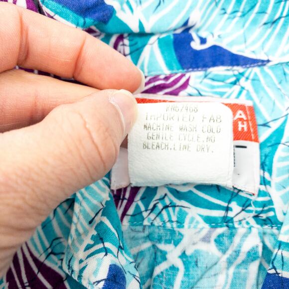 Sandra Ingrish Sport Vintage Hawaiian Blue Purple Shirt Womans Small Unisex - Picture 14 of 15